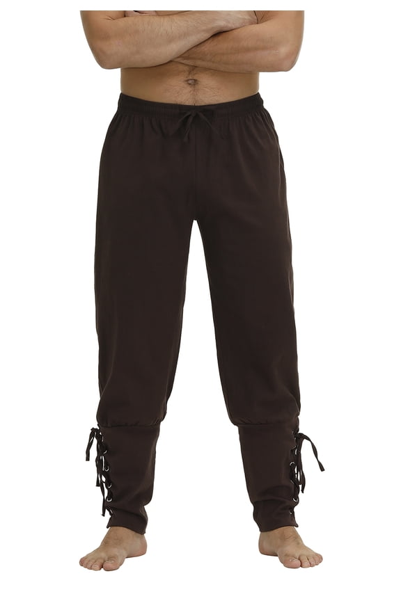 Men's Ankle Banded Pants Medieval Viking Navigator Pirate S Brown