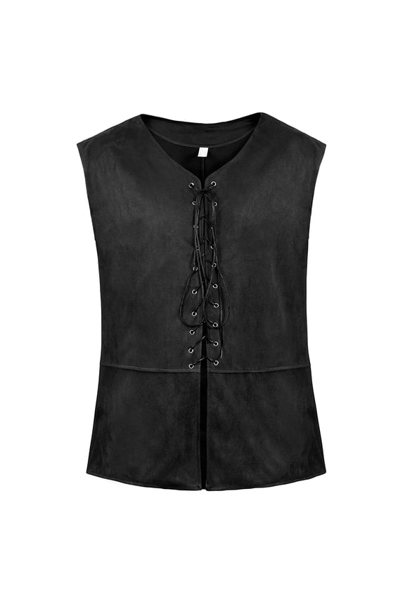 Pirate Vest Men Medieval Renaissance Viking XS Black