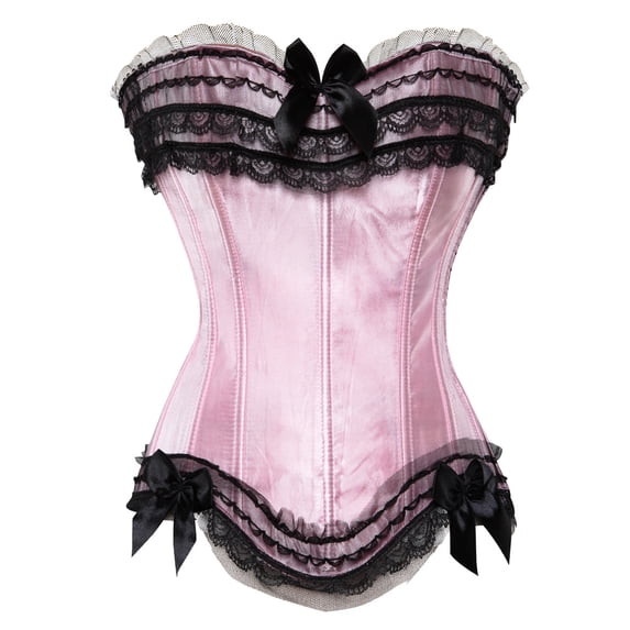 Grebrafan Princess Corset Valentine Party Zipper Bustiers Pink Black XL