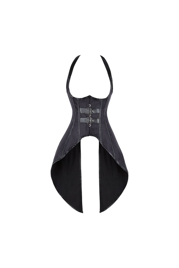 Punk Gothic Underbust Pinstripe Corset Dark purple XS