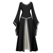 Grebrafan Renaissance Women Medieval Dress Queen Gown Retro M black