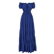 Grebrafan Renaissance Women Medieval Victorian Retro Gown Long Dresses XL Blue