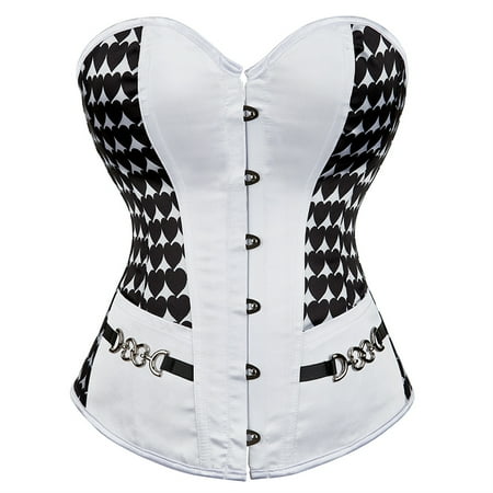 Grebrafan Steampunk Corset Overbust Pirate Corsets Bustiers Black 4XL