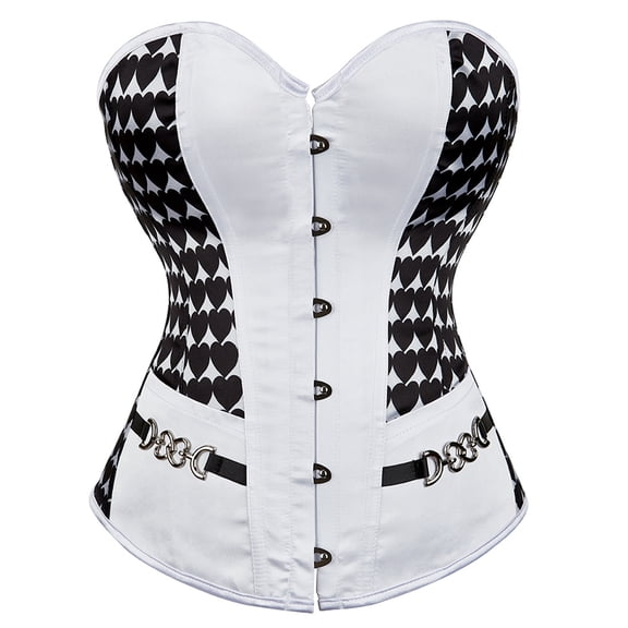 Grebrafan Steampunk Corset Overbust Pirate Corsets Bustiers Black L