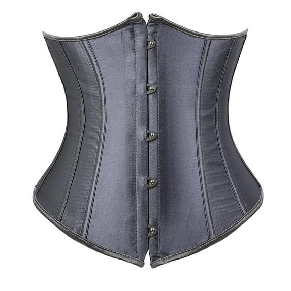 Grebrafan Underbust Corset Lace up Vintage Gray 2XL