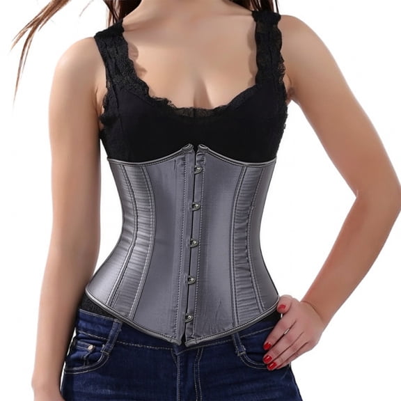 Grebrafan Underbust Corset Lace up Vintage Gray 5XL