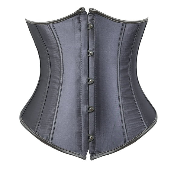 Grebrafan Underbust Corset Lace up Vintage Gray S