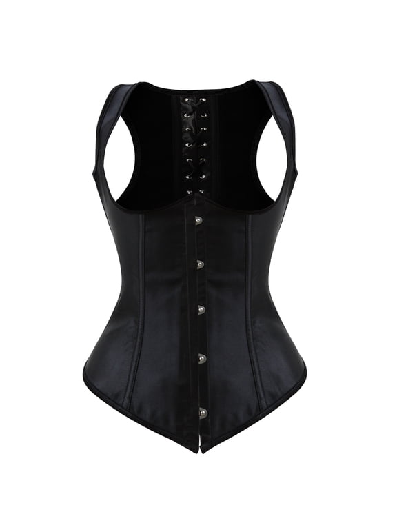 Underbust Corset Women Gothic Pirate Strap Bustier Black 3XL