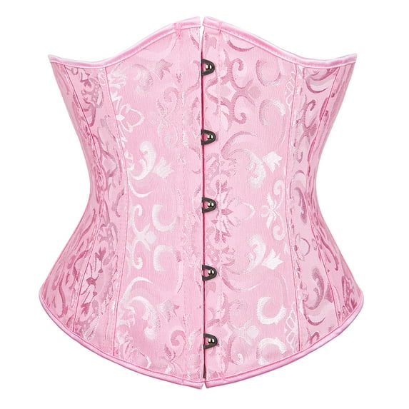 Grebrafan Underbust Corsets Women Gothic Pink L