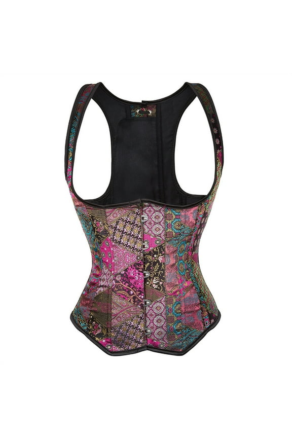 Underbust Corsets Women Steampunk Shiny Bustiers Purple XXL