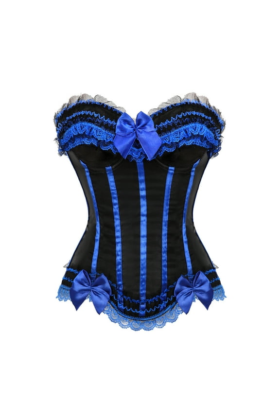 Vintage Corset Birthday Party Striped Bustier Top Blue 3XL