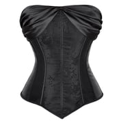 Grebrafan Wedding Corset Satin Retro Floral Bustier Top Black 2XL