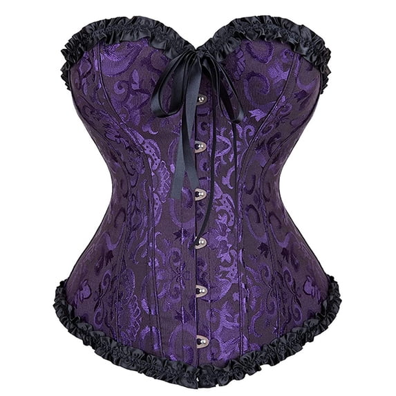 Grebrafan Women Bustiers Corsets Gothic Black Purple 7XL