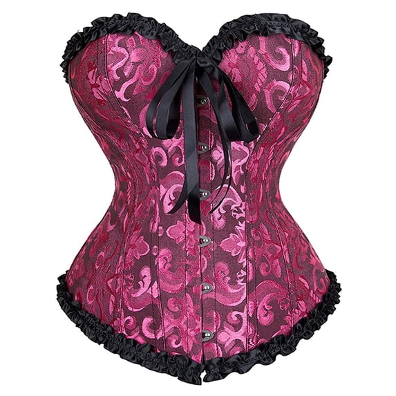Grebrafan Women Bustiers Corsets Gothic Black Rose 5XL