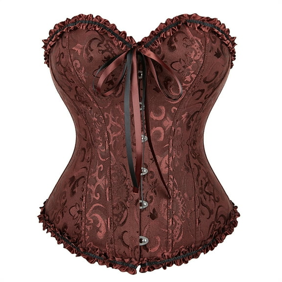 Grebrafan Women Bustiers Corsets Gothic Brown M