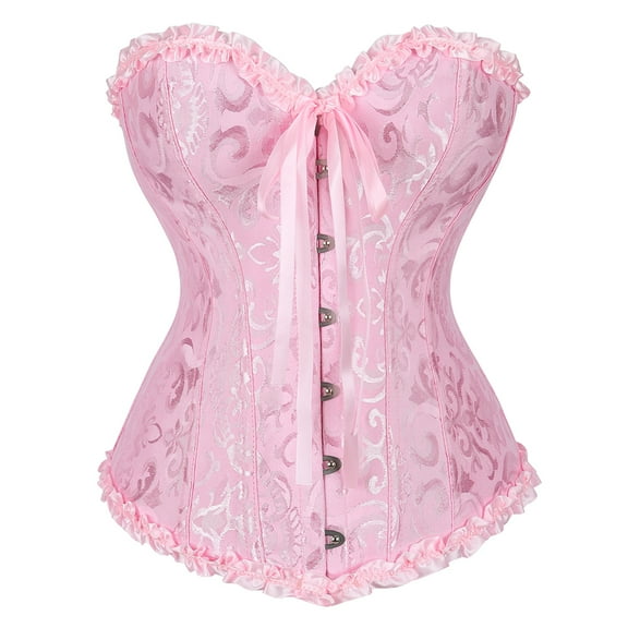 Grebrafan Women Bustiers Corsets Gothic Pink 6XL