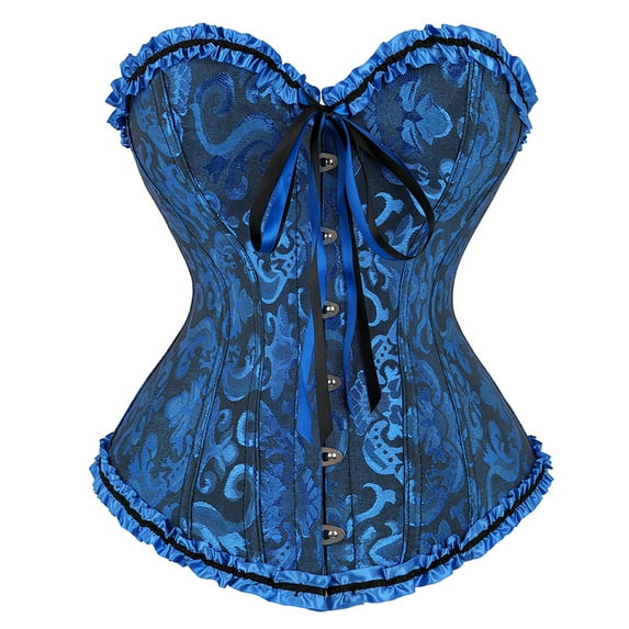 Grebrafan Women Bustiers Corsets Gothic Sea Blue 3XL