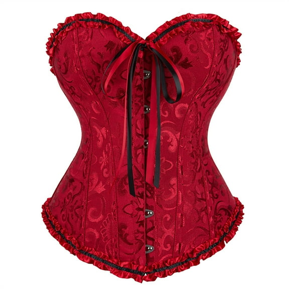 Grebrafan Women Bustiers Corsets Gothic Wine Red XL