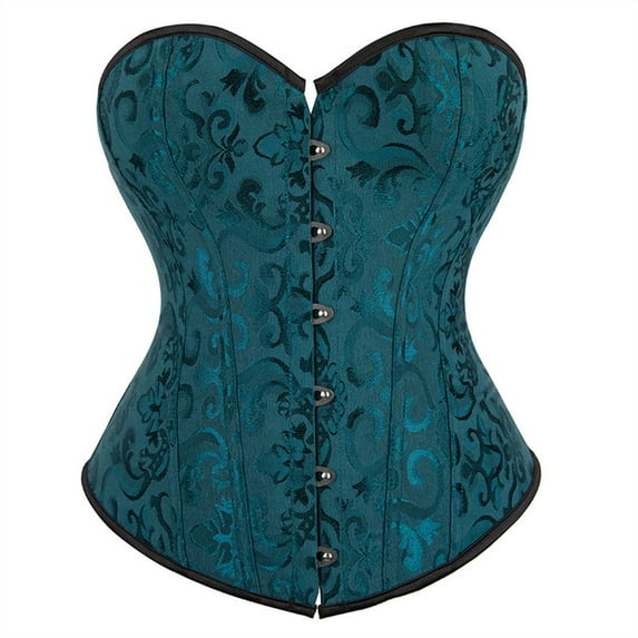 Grebrafan Women Corset Gothic Party Brocade Bustier Top Dark Green 7XL