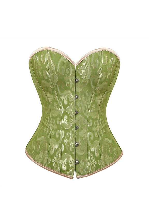 Women Corset Gothic Party Brocade Bustier Top Green XS
