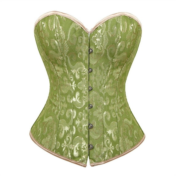 Grebrafan Women Corset Gothic Party Brocade Bustier Top Green XXL