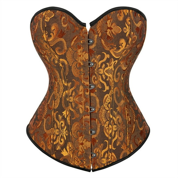 Grebrafan Women Corset Gothic Party Brocade Bustier Top Turmeric XS
