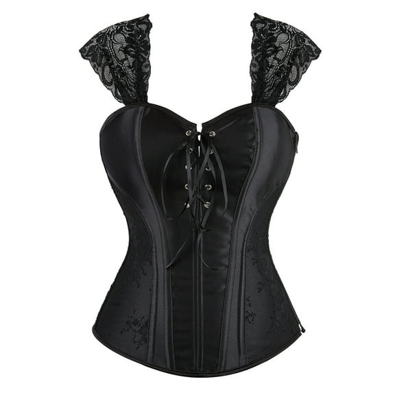 Grebrafan Women Corset Straps Cosplay Steampunk Bustier Top Black XL