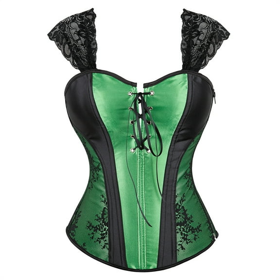 Grebrafan Women Corset Straps Cosplay Steampunk Bustier Top Green 3XL