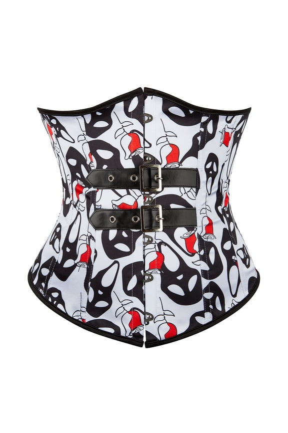 Women Corsets Halloween Skull Underbust Bustier White S