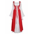 thumbnail image 1 of Grebrafan Women Renaissance Gothic Peasant Medieval Long Dress L red, 1 of 5
