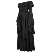 Grebrafan Women's Medieval Dress Renaissance Victorian Fairy Witch M Black