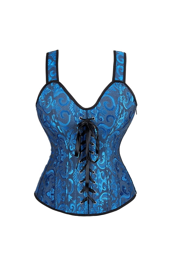Womens Corset Straps Renaissance Princess Bustier Black Blue S