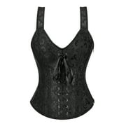 Corset en coton noir : corsage Renaissance avec bretelles amovibles - France