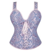 Grebrafan Womens Corset Straps Renaissance Princess Bustier Blue XL