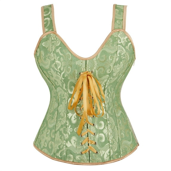 Grebrafan Womens Corset Straps Renaissance Princess Bustier Green XXL