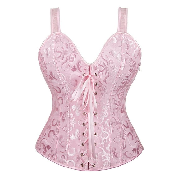 Grebrafan Womens Corset Straps Renaissance Princess Bustier Pink XS