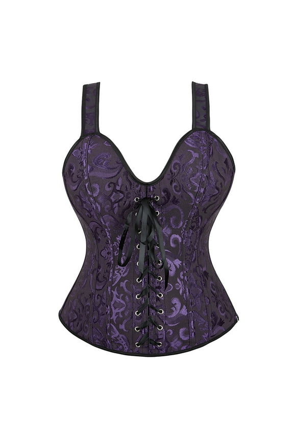 Womens Corset Straps Renaissance Princess Bustier Purple 6XL