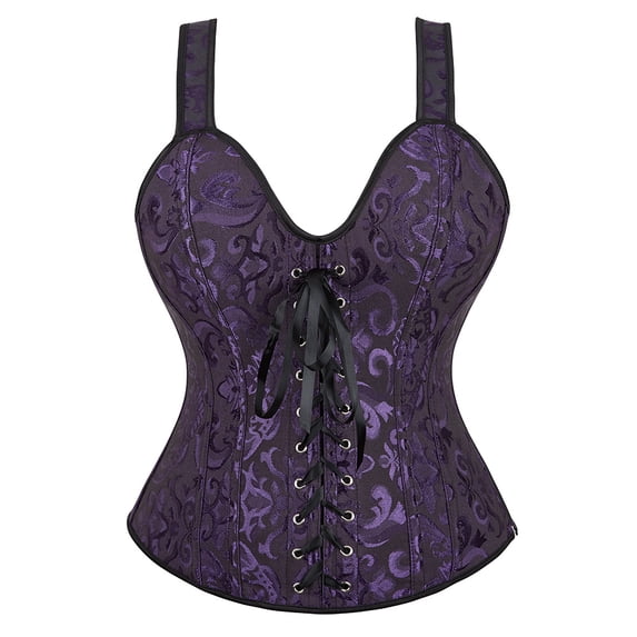 Grebrafan Womens Corset Straps Renaissance Princess Bustier Purple M