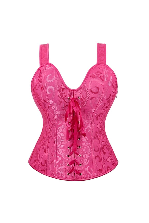Womens Corset Straps Renaissance Princess Bustier Rose 6XL