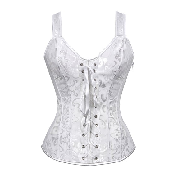 Grebrafan Womens Corset Straps Renaissance Princess Bustier White XXL