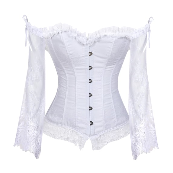Grebrafan Womens Corset Top Renaissance Bustier White 3XL
