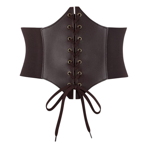Grebrafan Womens Lace-up Cinch Tied Elastic Underbust Corset Belt US 3XL Brown