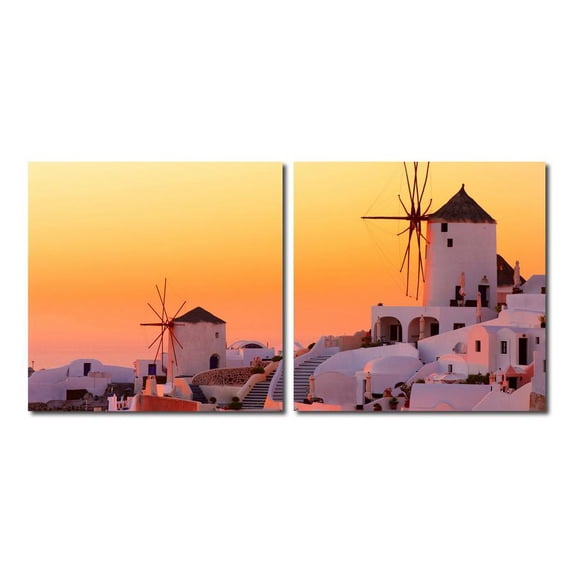 Grecian Crossroads Mounted Print Diptych in Multicolor
