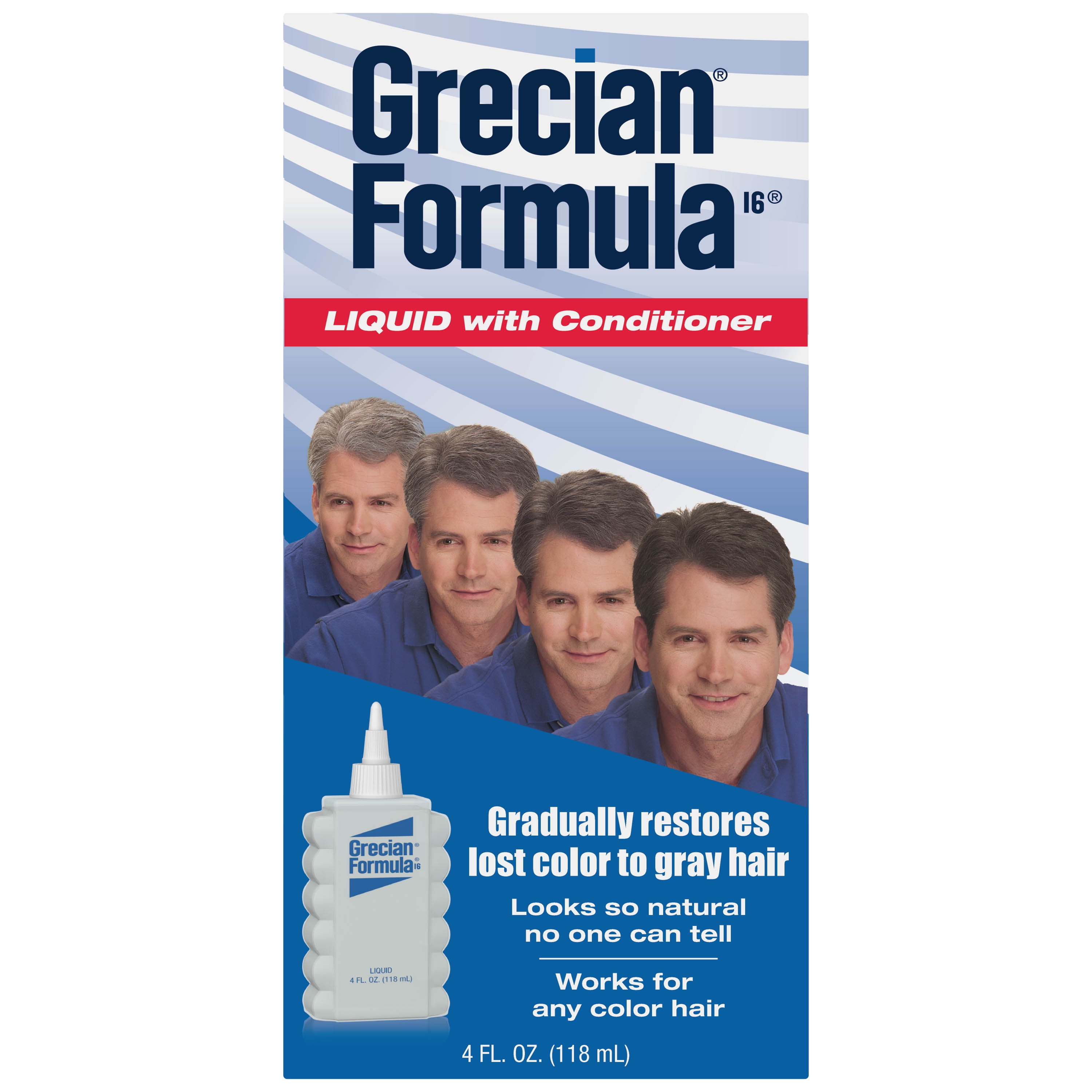 Grecian Formula 16, Natural Looking Hair Color for Men, Liquid