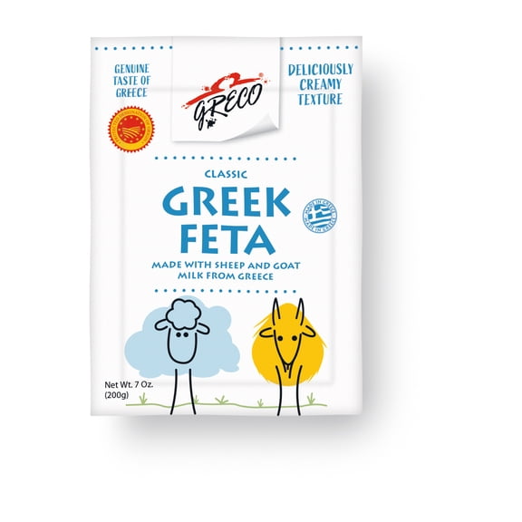 Greco Classic Imported Greek Feta Cheese Chunk, 7 oz (Refrigerated)