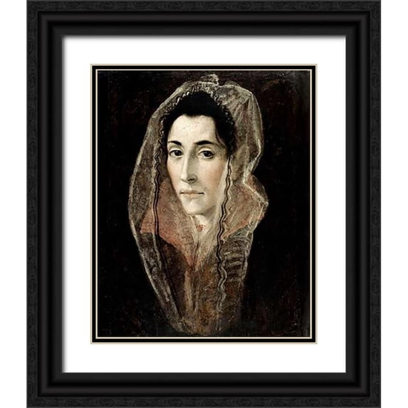 Greco, El 26x32 Black Ornate Wood Framed with Double Matting Museum Art Print Titled - Portrait of a Lady