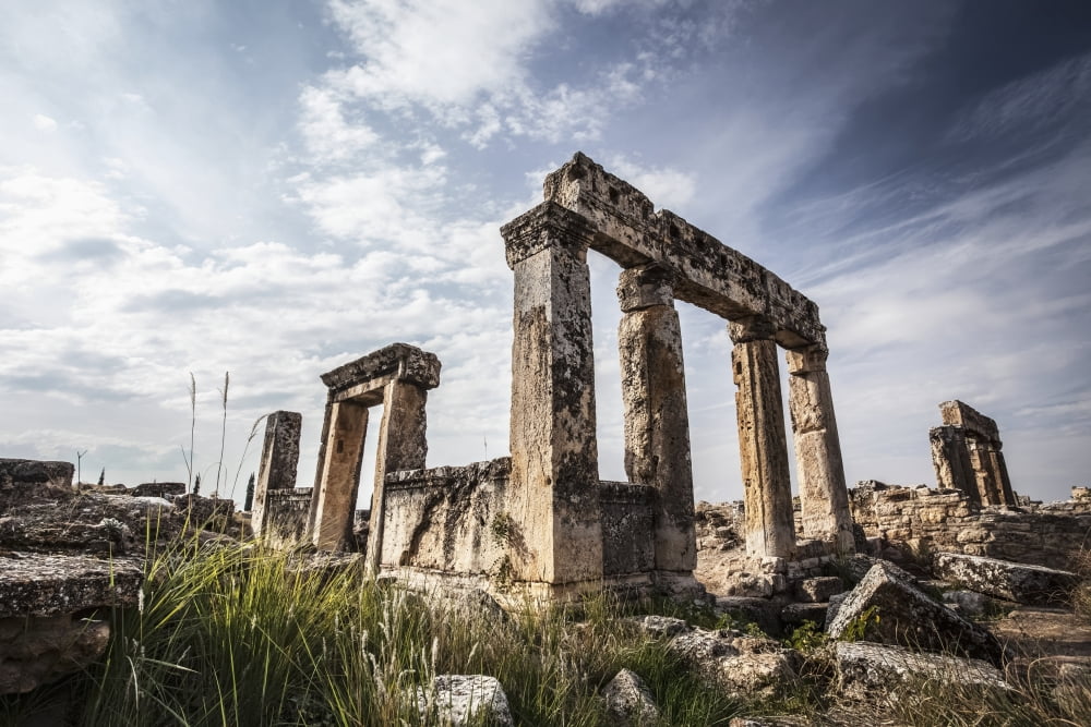 Greco-Roman ruins Pamukkale Turkey Canvas Art - Reynold Mainse Design Pics (19 x 12)