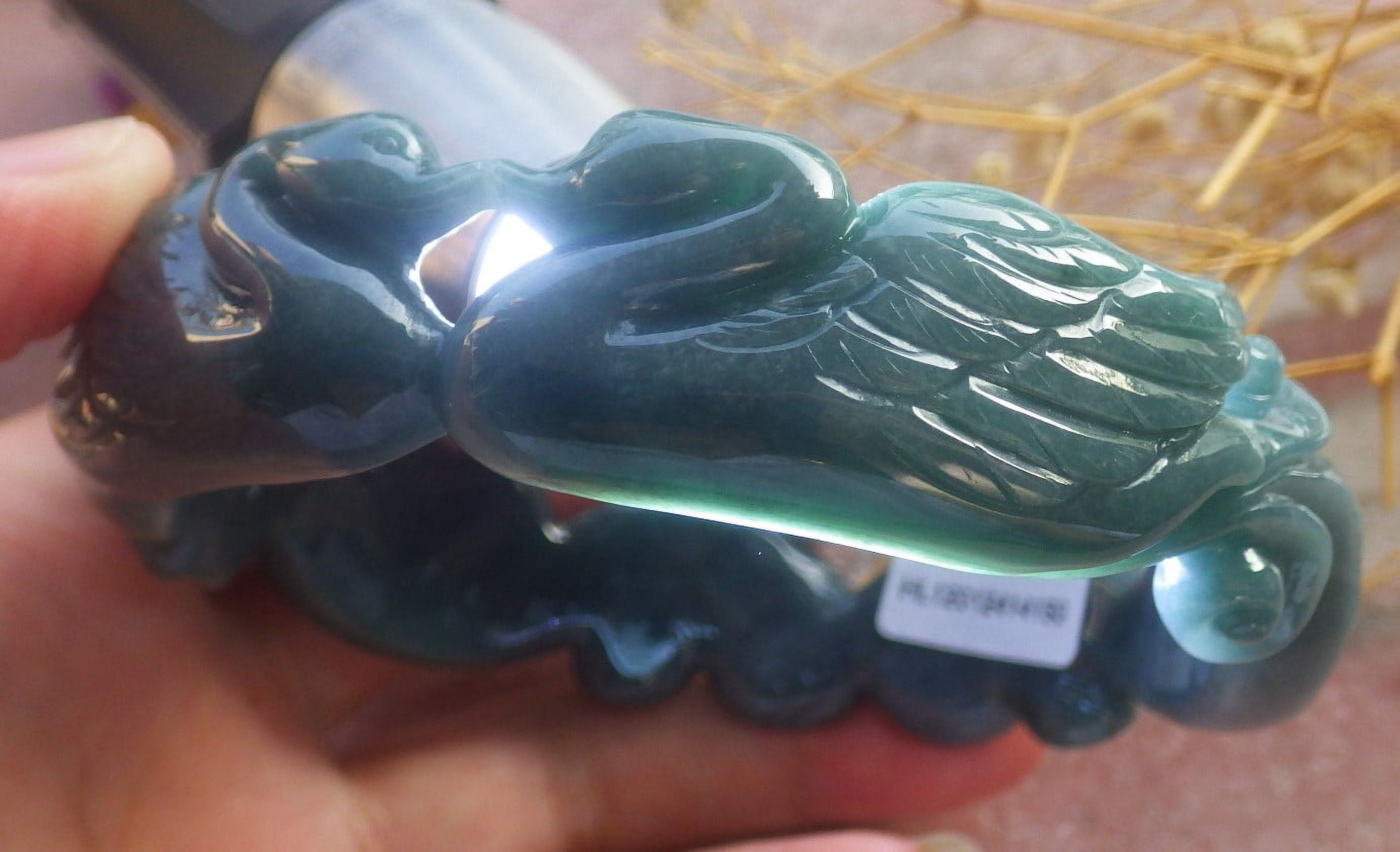 Gree Natural A JADE Jadeite Swan Bangle Bracelet 68 mm 688738 TN