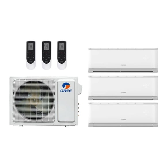 Gree Vireo 36,000 Btu 21 SEER2 R-32 3-Zone Ductless Mini Split System - 9K-9K-24K