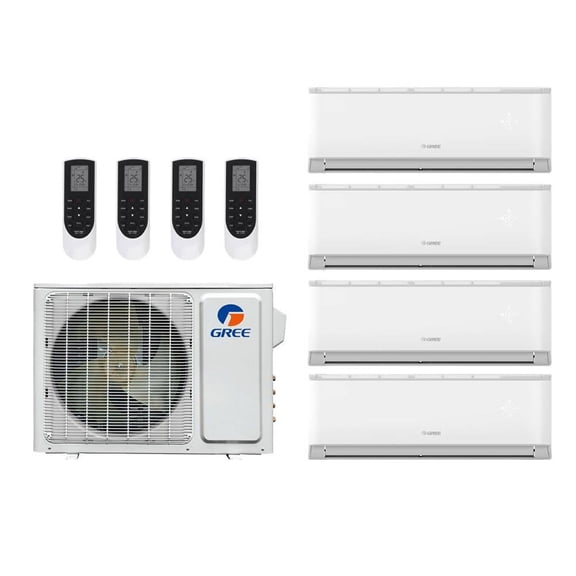 Gree Vireo 36,000 Btu 21 SEER2 R-32 4-Zone Ductless Mini Split System - 9K-9K-9K-18K